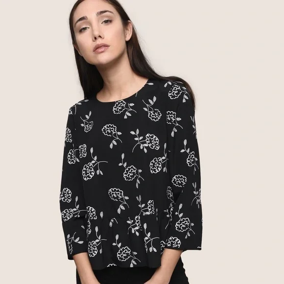 A|X Armani Exchange DEEP KEYHOLE-BACK BLOUSE - Picture 1 of 15